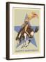 Happy Birthday, Cowgirl on Bronco-null-Framed Art Print