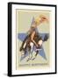 Happy Birthday, Cowgirl on Bronco-null-Framed Art Print