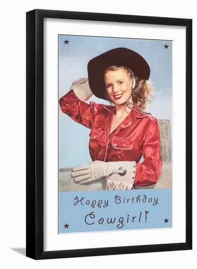 Happy Birthday Cowgirl-null-Framed Art Print