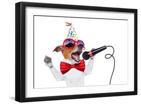 Happy Birthday Dog Singing-Javier Brosch-Framed Photographic Print