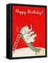 Happy Birthday, Elephant on Slide-null-Framed Stretched Canvas