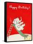Happy Birthday, Elephant on Slide-null-Framed Stretched Canvas