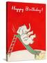 Happy Birthday, Elephant on Slide-null-Stretched Canvas