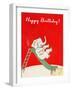 Happy Birthday, Elephant on Slide-null-Framed Art Print