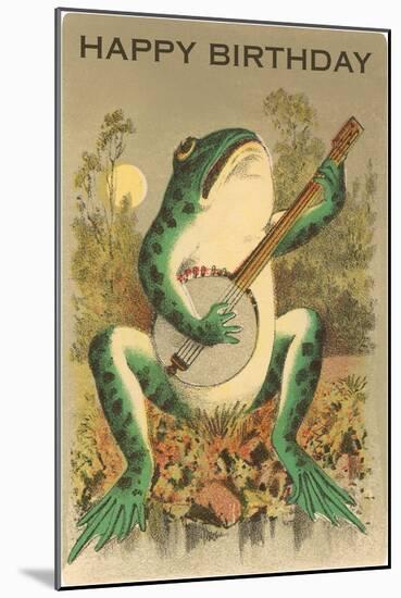 Happy Birthday, Frog with Banjo-null-Mounted Art Print