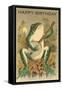 Happy Birthday, Frog with Banjo-null-Framed Stretched Canvas