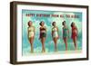 Happy Birthday from all the Girls, Bathing Beauties-null-Framed Art Print