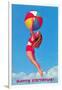 Happy Birthday, Girl Leaping with Beach Ball-null-Framed Art Print