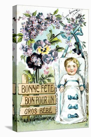 Happy Birthday, Large Baby, Large Baby, French Postcard, C1900-null-Stretched Canvas