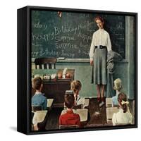 "Happy Birthday, Miss Jones", March 17,1956-Norman Rockwell-Framed Stretched Canvas