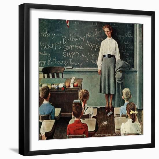 "Happy Birthday, Miss Jones", March 17,1956-Norman Rockwell-Framed Giclee Print