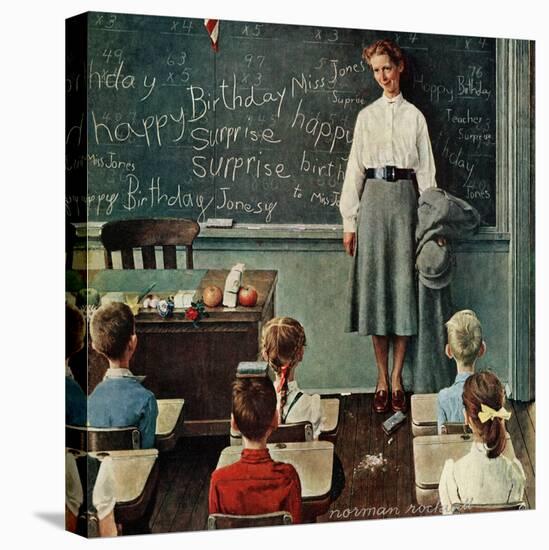 "Happy Birthday, Miss Jones", March 17,1956-Norman Rockwell-Stretched Canvas