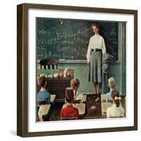 "Happy Birthday, Miss Jones", March 17,1956-Norman Rockwell-Framed Giclee Print