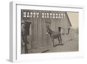 Happy Birthday, Mule and Man-null-Framed Art Print