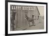 Happy Birthday, Mule and Man-null-Framed Premium Giclee Print