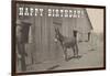 Happy Birthday, Mule and Man-null-Framed Art Print