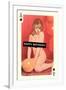 Happy Birthday, Naked Woman with Balloon on Playing Card-null-Framed Art Print