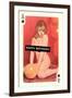 Happy Birthday, Naked Woman with Balloon on Playing Card-null-Framed Art Print