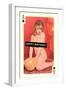 Happy Birthday, Naked Woman with Balloon on Playing Card-null-Framed Art Print