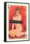 Happy Birthday, Naked Woman with Balloon on Playing Card-null-Framed Stretched Canvas