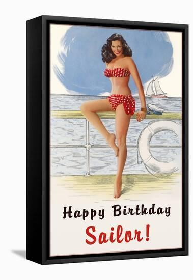 Happy Birthday Sailor-null-Framed Stretched Canvas