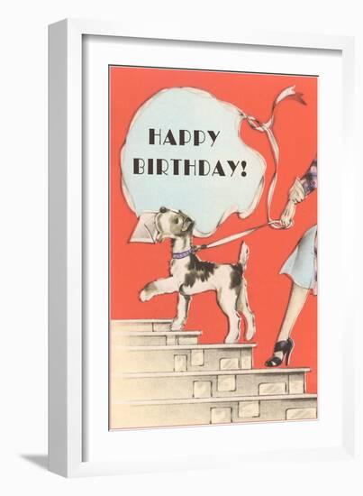 Happy Birthday, Schnauzer with Letter-null-Framed Art Print