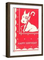 Happy Birthday Scottie Dog with Cane-null-Framed Art Print