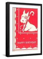 Happy Birthday Scottie Dog with Cane-null-Framed Art Print