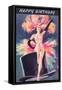 Happy Birthday, Showgirl on Top Hat-null-Framed Stretched Canvas