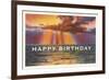 Happy Birthday, Sunset over Water-null-Framed Art Print