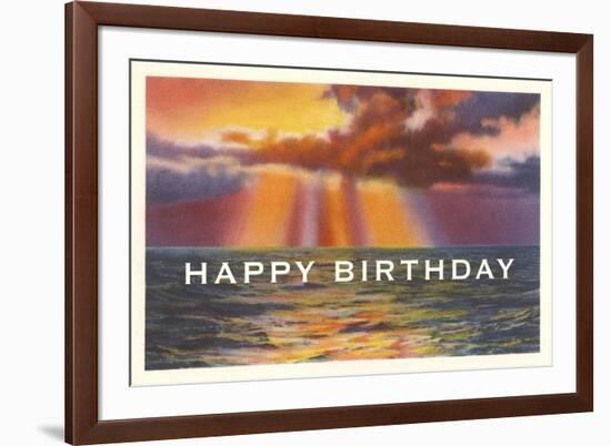 Happy Birthday, Sunset over Water-null-Framed Art Print