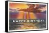 Happy Birthday, Sunset over Water-null-Framed Stretched Canvas