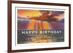 Happy Birthday, Sunset over Water-null-Framed Premium Giclee Print