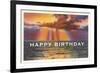 Happy Birthday, Sunset over Water-null-Framed Premium Giclee Print