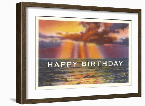 Happy Birthday, Sunset over Water-null-Framed Art Print