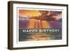 Happy Birthday, Sunset over Water-null-Framed Art Print