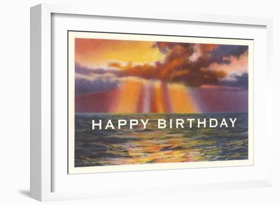 Happy Birthday, Sunset over Water-null-Framed Art Print