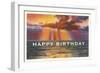 Happy Birthday, Sunset over Water-null-Framed Art Print