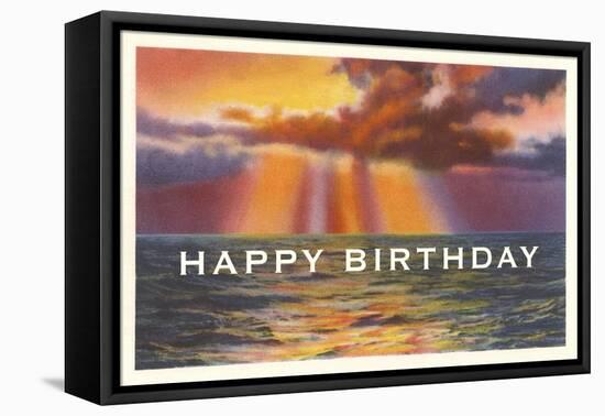 Happy Birthday, Sunset over Water-null-Framed Stretched Canvas