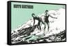 Happy Birthday Surfers-null-Framed Stretched Canvas