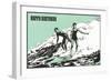 Happy Birthday Surfers-null-Framed Art Print