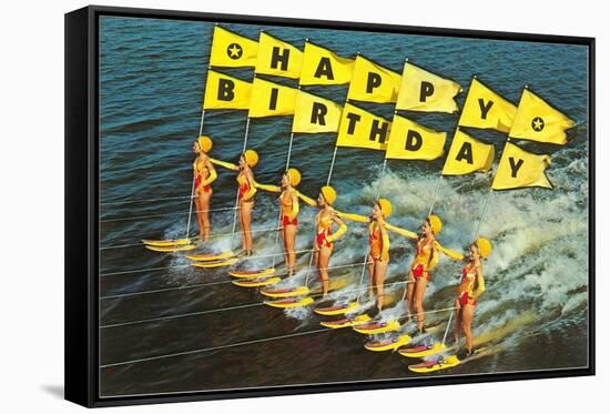 Happy Birthday, Water Skiers-null-Framed Stretched Canvas