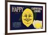 Happy Brand - Carpinteria, California - Citrus Crate Label-Lantern Press-Framed Premium Giclee Print