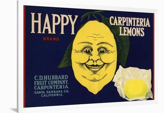 Happy Brand - Carpinteria, California - Citrus Crate Label-Lantern Press-Framed Art Print