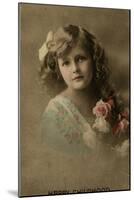Happy Childhood -- Girl with Pink Roses-null-Mounted Photographic Print