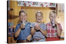 Happy Children Enjoying Glass of Cold Milk-William P. Gottlieb-Stretched Canvas