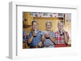 Happy Children Enjoying Glass of Cold Milk-William P. Gottlieb-Framed Photographic Print