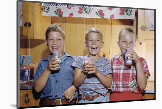 Happy Children Enjoying Glass of Cold Milk-William P. Gottlieb-Mounted Photographic Print