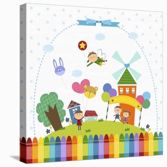 Happy children enjoying their time I-Jiyeong Na-Stretched Canvas