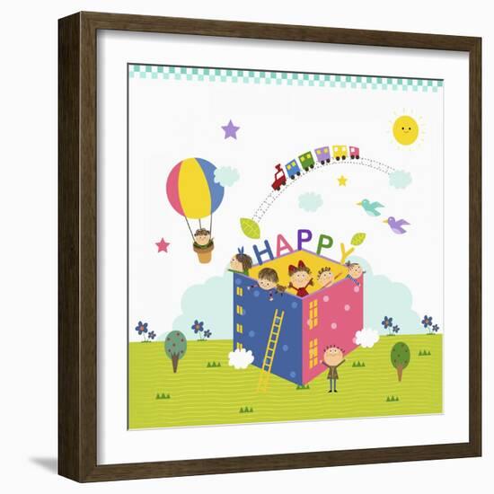 Happy Children Enjoying their Time-TongRo-Framed Giclee Print